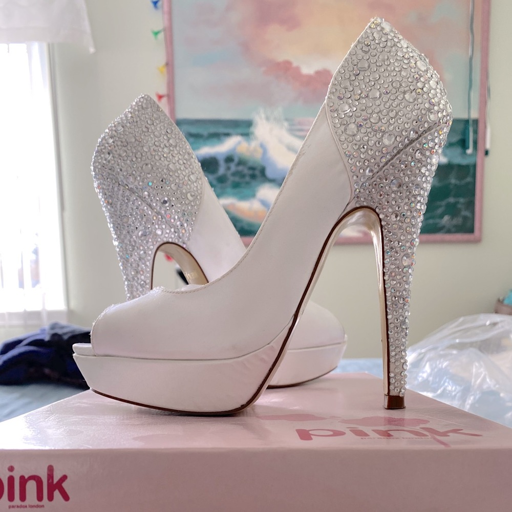 White satin heel